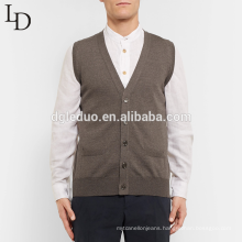 Hot sale wholesale men sleeveless cardigan wool knit v neck sweater vest